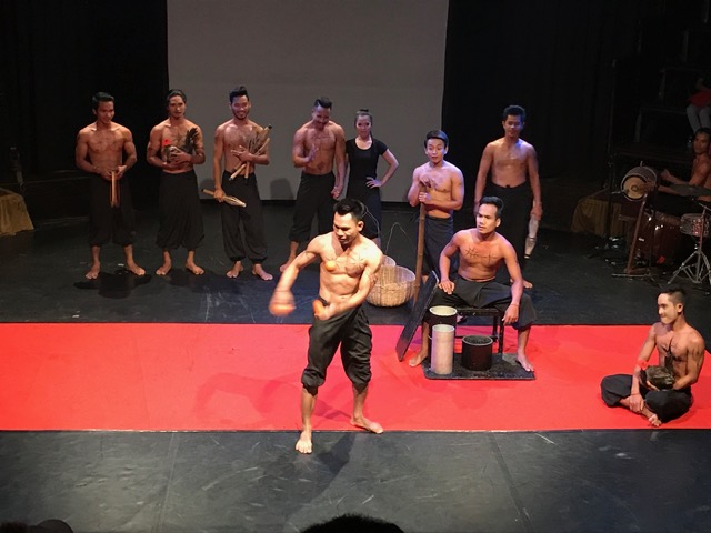 Phare the Cambodian circus members training for a show