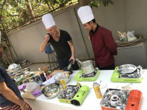 tasting Khmer food during the Butterfly Pea Villa cooking class